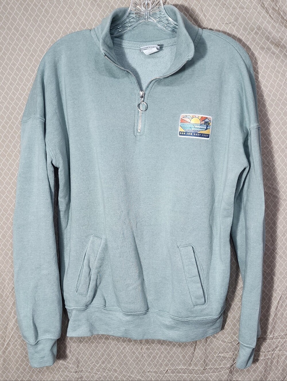 Ron Jon Surf Shop 1/4 Zip Sweatshirt Jacket Mint Green Women's Medium Used
